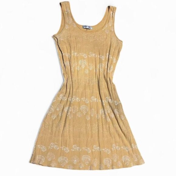 fresh produce Dresses & Skirts - “Fresh Produce” yellow & white, lightweight ribbed cotton beach theme slip dress